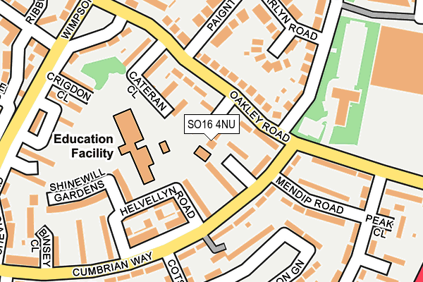 SO16 4NU map - OS OpenMap – Local (Ordnance Survey)