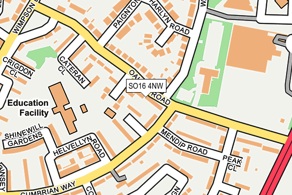 SO16 4NW map - OS OpenMap – Local (Ordnance Survey)