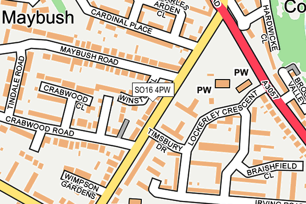 SO16 4PW map - OS OpenMap – Local (Ordnance Survey)