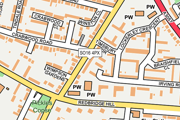 SO16 4PX map - OS OpenMap – Local (Ordnance Survey)