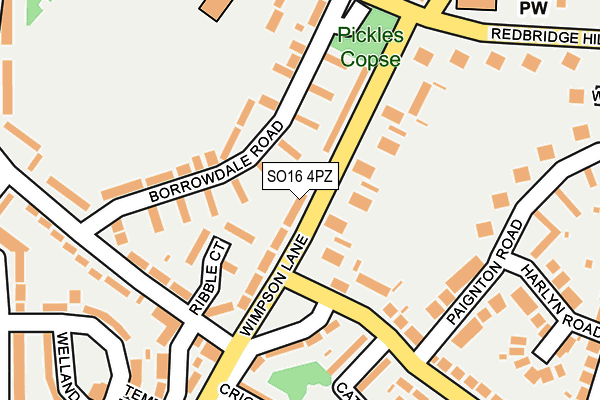 SO16 4PZ map - OS OpenMap – Local (Ordnance Survey)