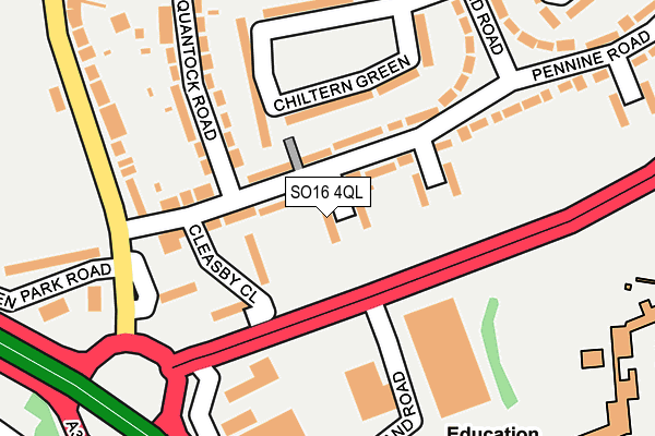 SO16 4QL map - OS OpenMap – Local (Ordnance Survey)