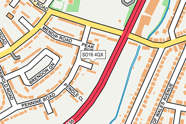 SO16 4QX map - OS OpenMap – Local (Ordnance Survey)