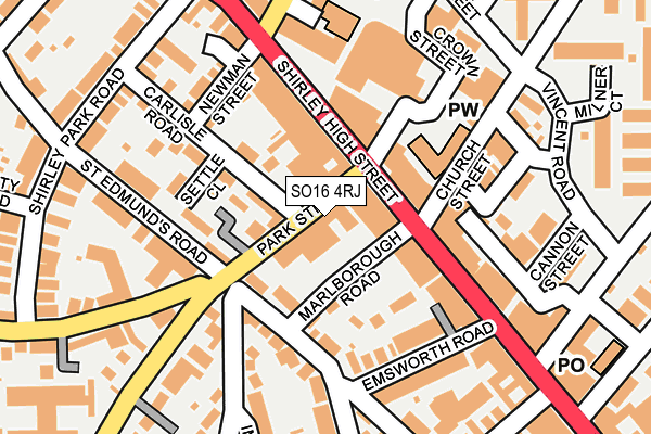 SO16 4RJ map - OS OpenMap – Local (Ordnance Survey)