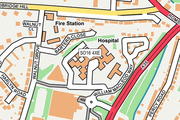 SO16 4XE map - OS OpenMap – Local (Ordnance Survey)