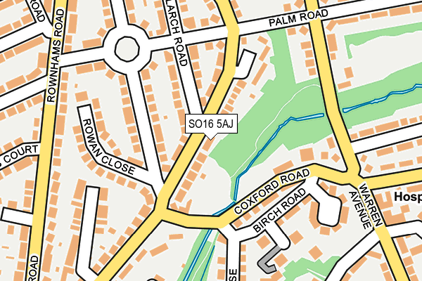 SO16 5AJ map - OS OpenMap – Local (Ordnance Survey)