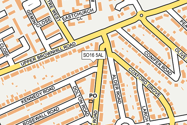 SO16 5AL map - OS OpenMap – Local (Ordnance Survey)