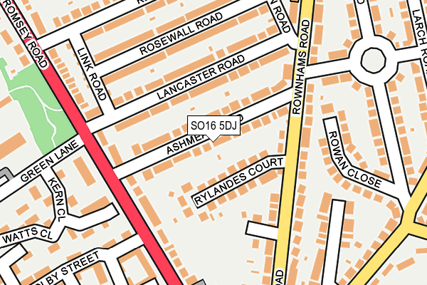 SO16 5DJ map - OS OpenMap – Local (Ordnance Survey)