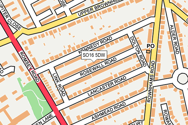 SO16 5DW map - OS OpenMap – Local (Ordnance Survey)