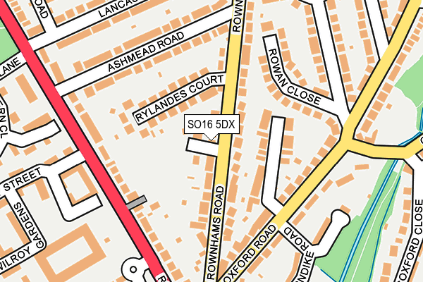 SO16 5DX map - OS OpenMap – Local (Ordnance Survey)