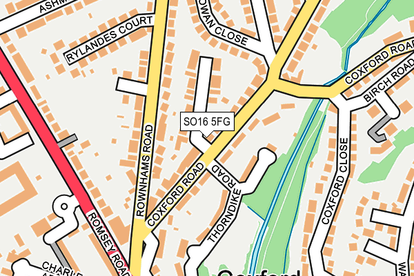 SO16 5FG map - OS OpenMap – Local (Ordnance Survey)