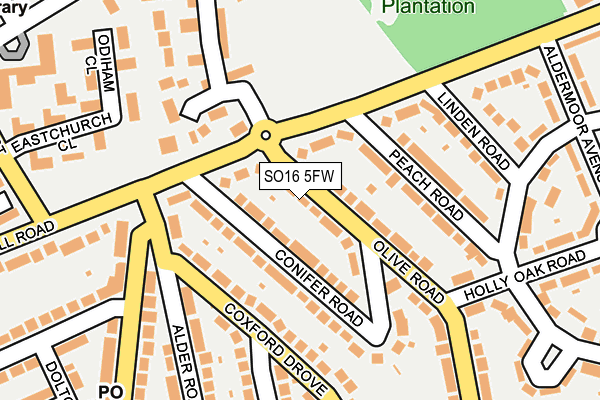 SO16 5FW map - OS OpenMap – Local (Ordnance Survey)