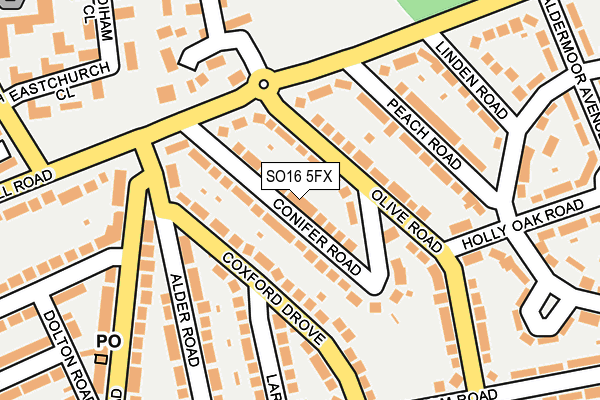 SO16 5FX map - OS OpenMap – Local (Ordnance Survey)