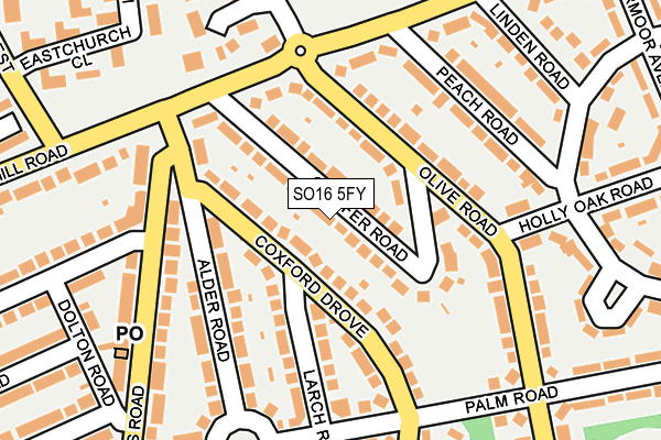 SO16 5FY map - OS OpenMap – Local (Ordnance Survey)