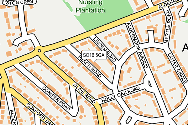 SO16 5GA map - OS OpenMap – Local (Ordnance Survey)