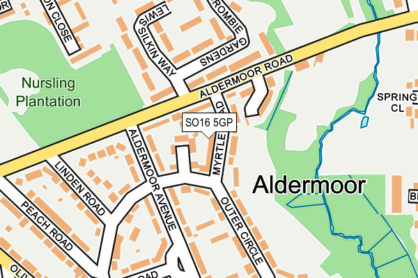 SO16 5GP map - OS OpenMap – Local (Ordnance Survey)