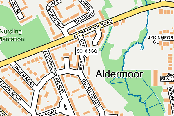 SO16 5GQ map - OS OpenMap – Local (Ordnance Survey)