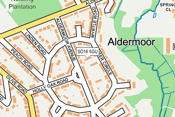 SO16 5GU map - OS OpenMap – Local (Ordnance Survey)