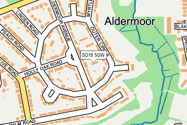 SO16 5GW map - OS OpenMap – Local (Ordnance Survey)