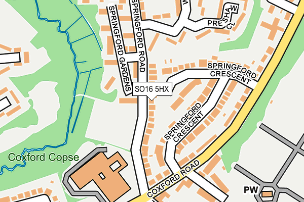 SO16 5HX map - OS OpenMap – Local (Ordnance Survey)