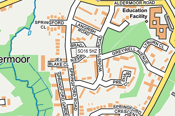 SO16 5HZ map - OS OpenMap – Local (Ordnance Survey)