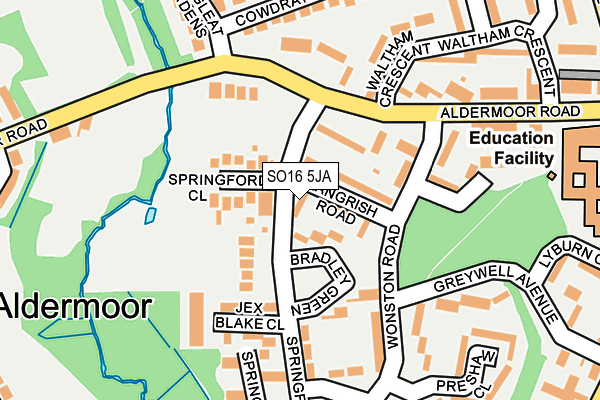 SO16 5JA map - OS OpenMap – Local (Ordnance Survey)