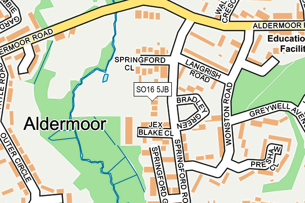 SO16 5JB map - OS OpenMap – Local (Ordnance Survey)