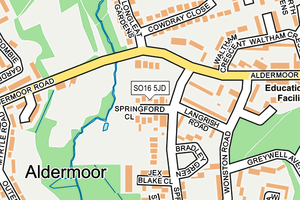 SO16 5JD map - OS OpenMap – Local (Ordnance Survey)