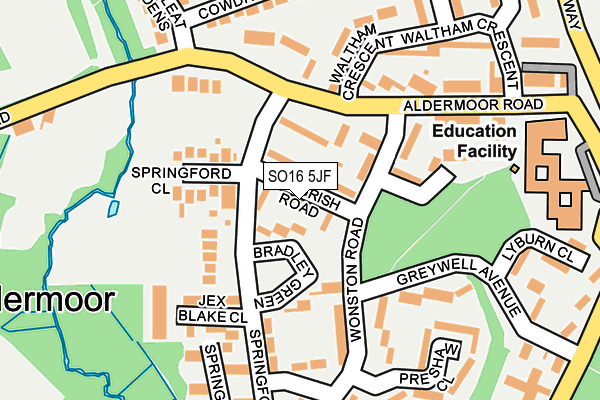 SO16 5JF map - OS OpenMap – Local (Ordnance Survey)