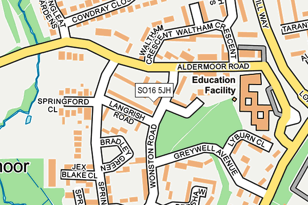 SO16 5JH map - OS OpenMap – Local (Ordnance Survey)