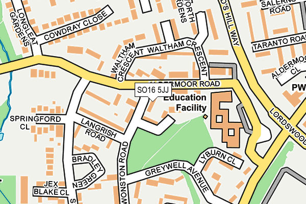 SO16 5JJ map - OS OpenMap – Local (Ordnance Survey)