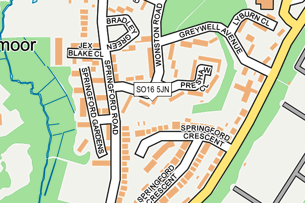 SO16 5JN map - OS OpenMap – Local (Ordnance Survey)