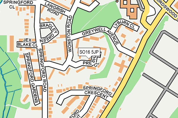 SO16 5JP map - OS OpenMap – Local (Ordnance Survey)