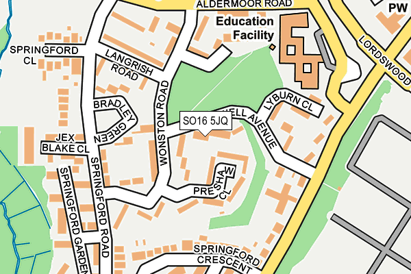 SO16 5JQ map - OS OpenMap – Local (Ordnance Survey)