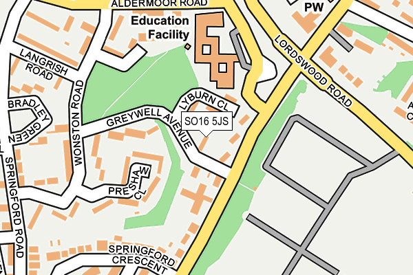SO16 5JS map - OS OpenMap – Local (Ordnance Survey)