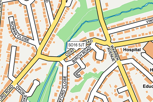 SO16 5JT map - OS OpenMap – Local (Ordnance Survey)
