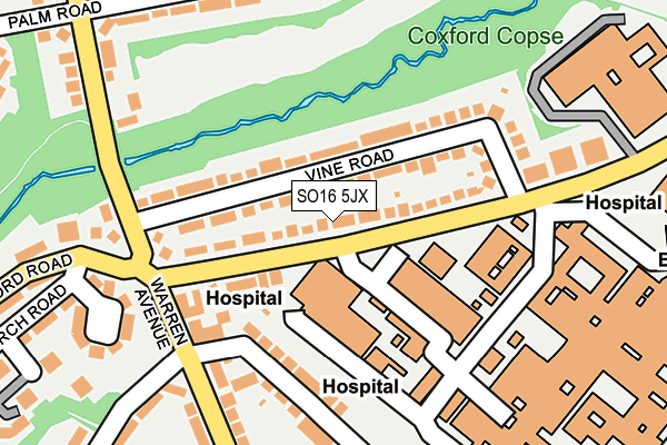 SO16 5JX map - OS OpenMap – Local (Ordnance Survey)