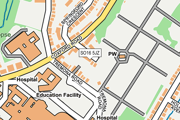 SO16 5JZ map - OS OpenMap – Local (Ordnance Survey)