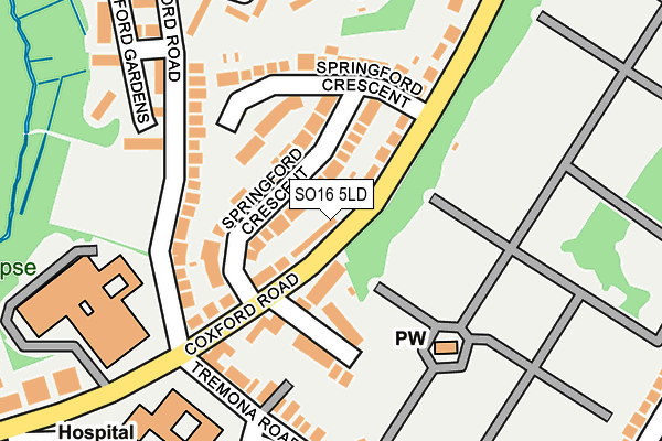 SO16 5LD map - OS OpenMap – Local (Ordnance Survey)