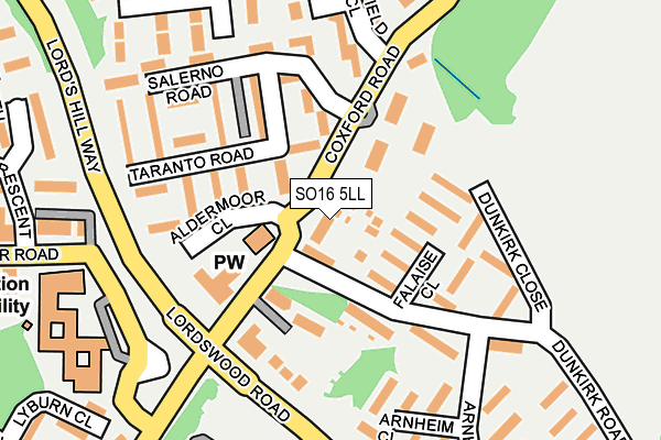 SO16 5LL map - OS OpenMap – Local (Ordnance Survey)