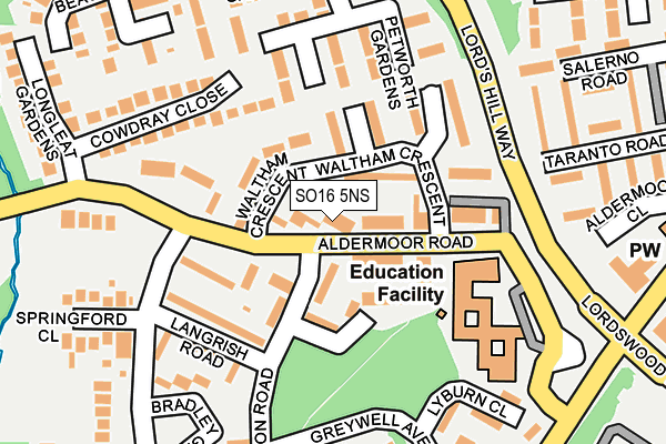 SO16 5NS map - OS OpenMap – Local (Ordnance Survey)