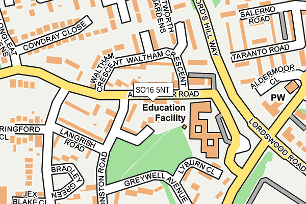 SO16 5NT map - OS OpenMap – Local (Ordnance Survey)