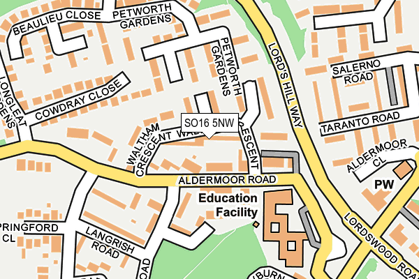 SO16 5NW map - OS OpenMap – Local (Ordnance Survey)