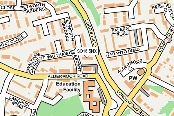 SO16 5NX map - OS OpenMap – Local (Ordnance Survey)