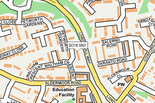 SO16 5NY map - OS OpenMap – Local (Ordnance Survey)