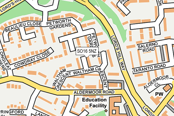 SO16 5NZ map - OS OpenMap – Local (Ordnance Survey)