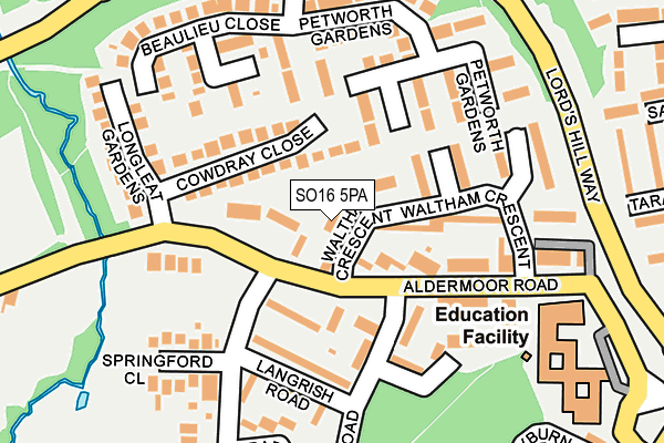 SO16 5PA map - OS OpenMap – Local (Ordnance Survey)