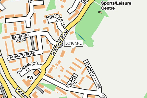 SO16 5PE map - OS OpenMap – Local (Ordnance Survey)