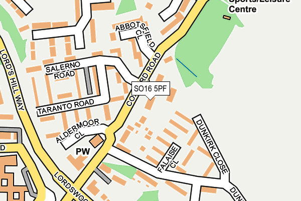 SO16 5PF map - OS OpenMap – Local (Ordnance Survey)