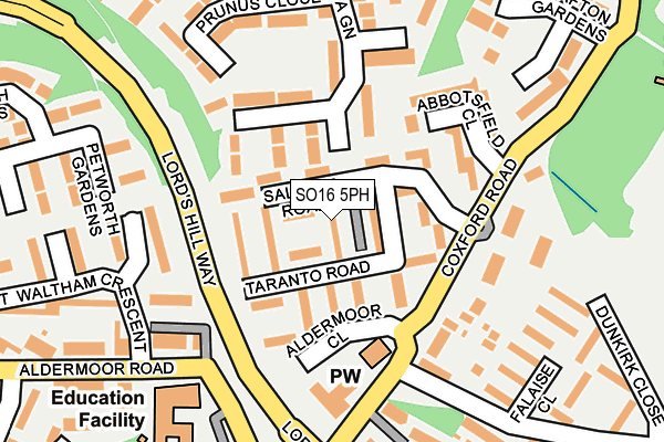 SO16 5PH map - OS OpenMap – Local (Ordnance Survey)